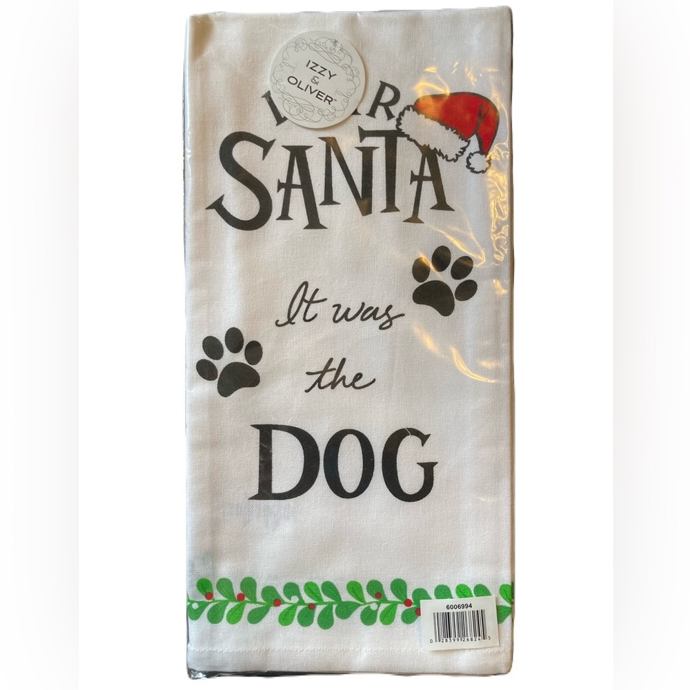 Izzy & Oliver Kitchen Towel “Dear Santa It Was the‎ Dog” Christmas Holiday